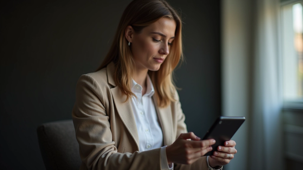 Person's face showing concerned expression while looking at tablet screen with reflection visible